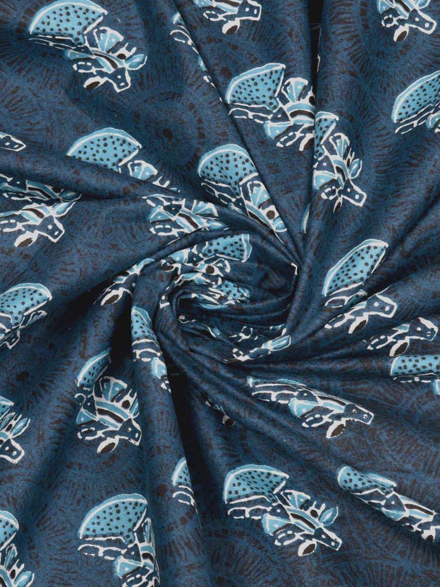 BELLA CASA Indus Collection Blue Cotton 200 TC King Bedsheet with 2 Pillow Covers