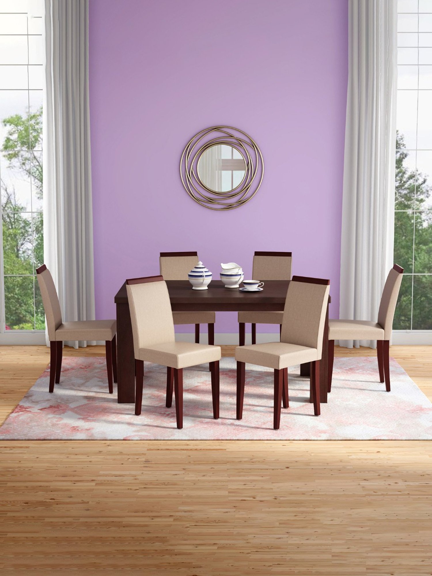 Durian Elanor Modern Brown & Beige Premium Leatherette Dining Chair