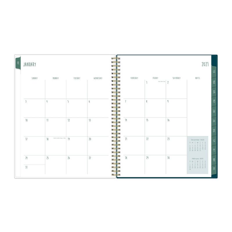 2021 Planner 8.5" x 11" VertAppt Plastic Weekly/Monthly Wirebound Blue Spring Leaf - Mia Charro