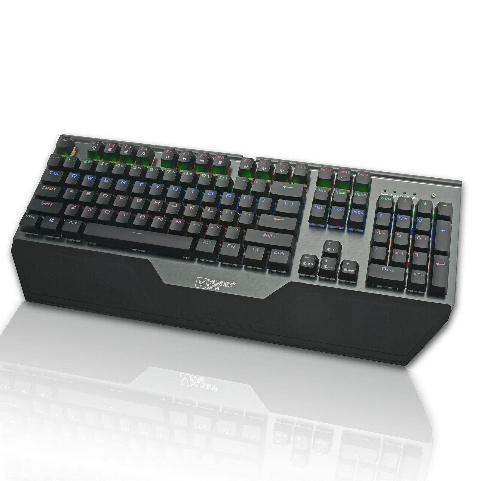 VANDER LED RGB Gaming Keyboard Wired Mechanical Button Backlight Keypads
