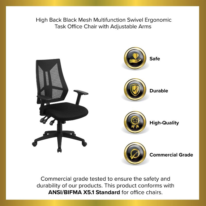 Mesh Sled Base Side Reception Chair with Flip Up Arms Black - Riverstone Furniture