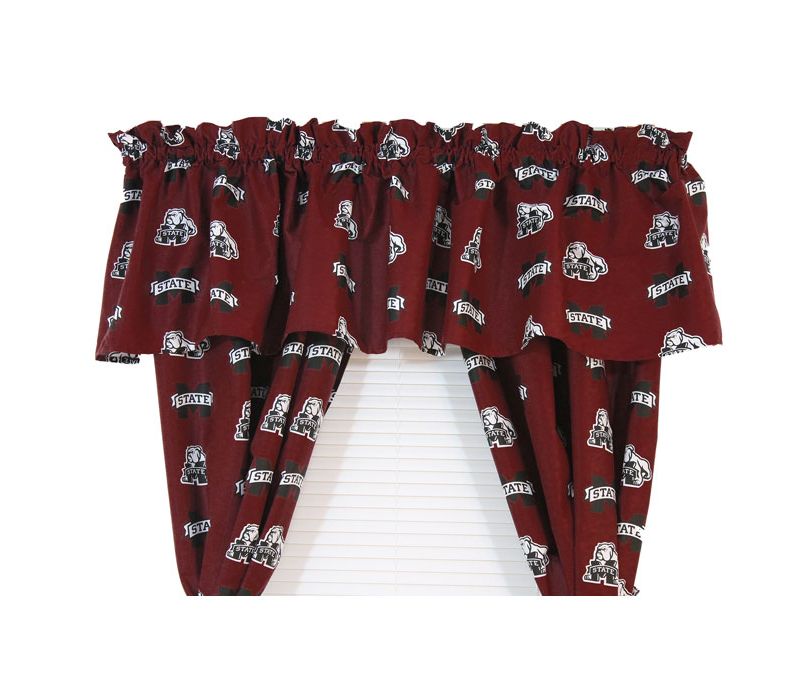 NCAA Mississippi State Drape Valance Set Collegiate Decor - Mississippi State Bulldogs