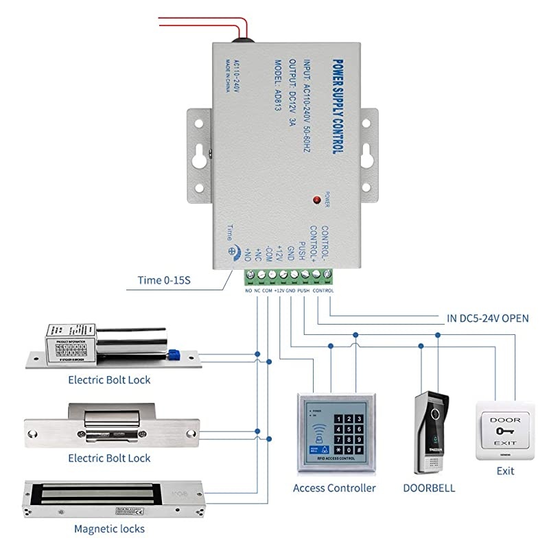 110-240VAC to 12VDC Power Supply Controller for Access Control System & Intercom Camera