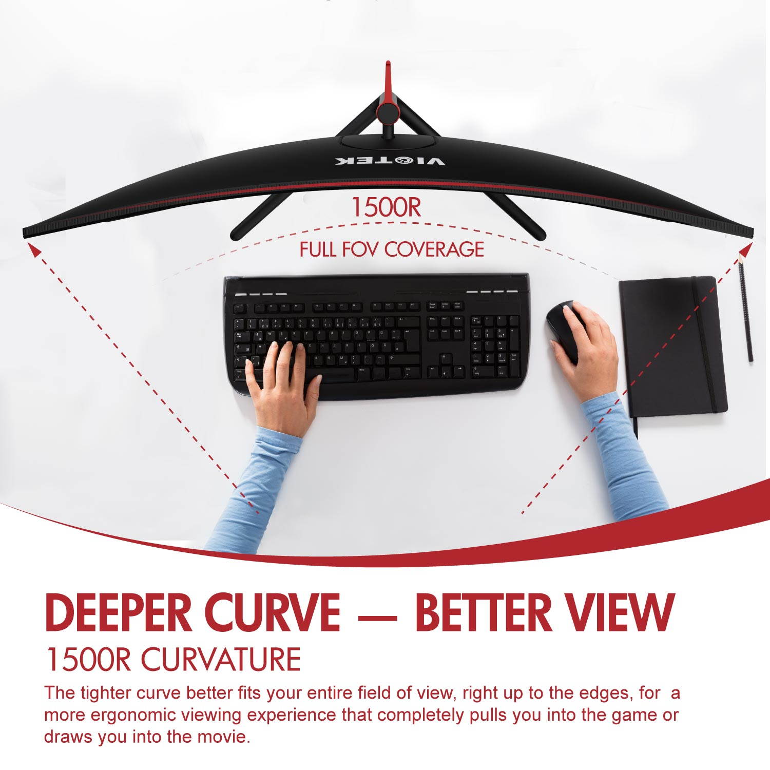 VIOTEK GNV34CB 34" Ultrawide Curved Gaming Monitor | 2560 x1080 100Hz 21:9 | Ultra-Bright VA Panel w/ Dynamic Color + FreeSync | HDMI DVI DP 3.5mm | Deep 1500R Curvature (VESA)