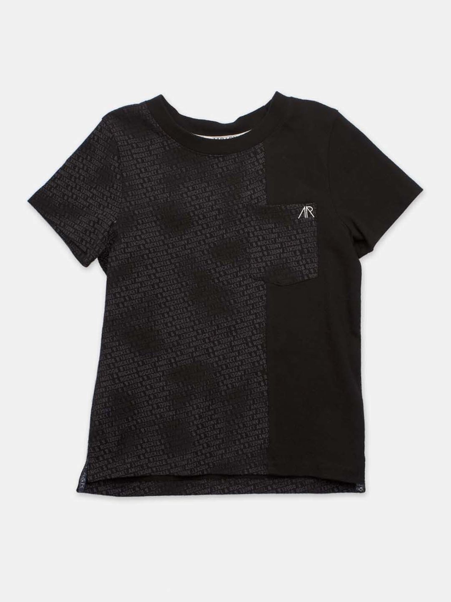 Angel & Rocket Kids Black Cotton Printed T-Shirt