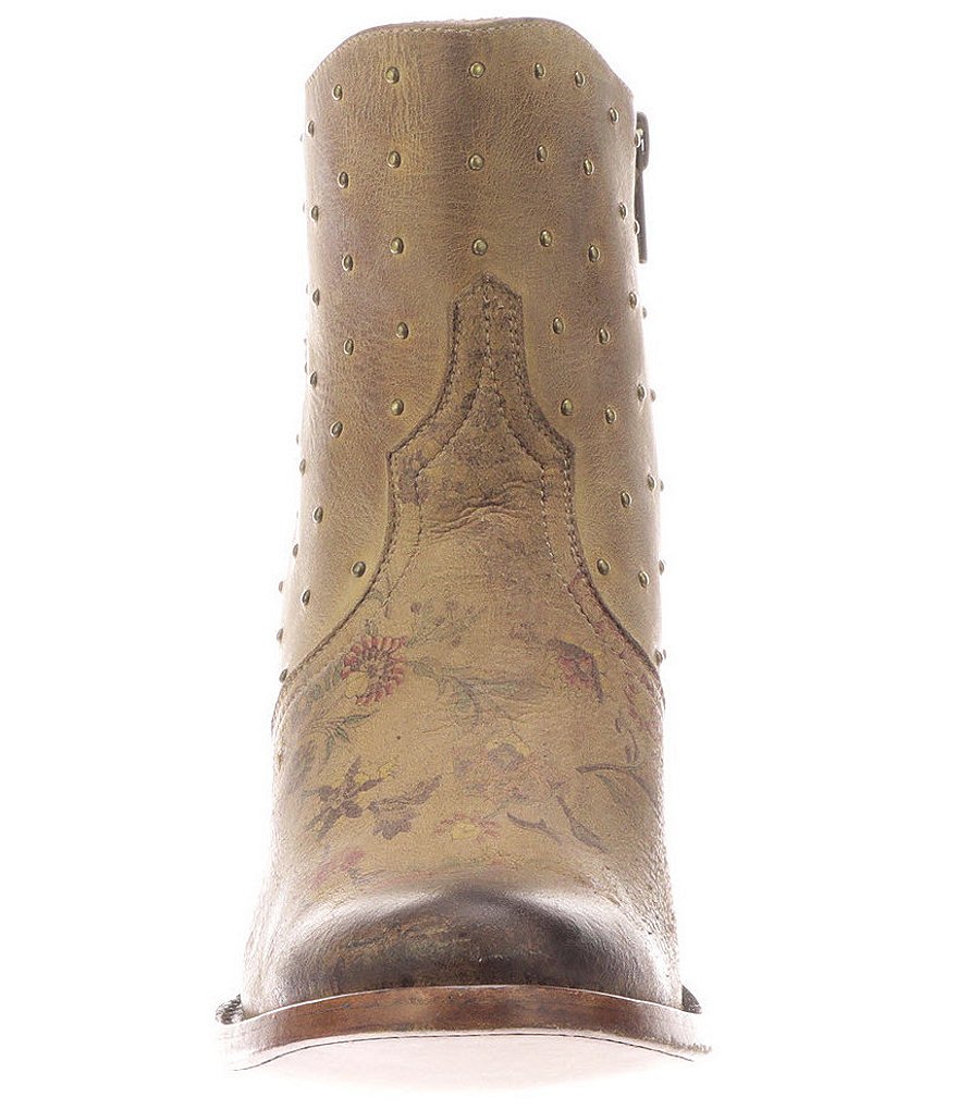 Lucchese Harley Studded Floral Print Western Moto Booties