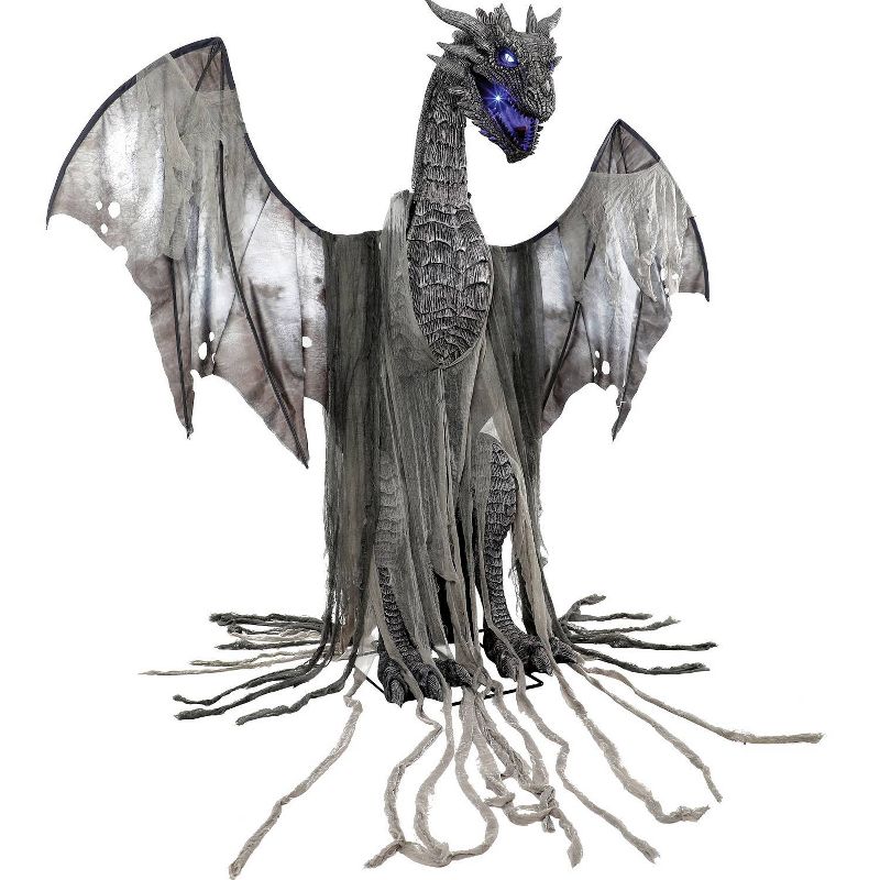 7' Halloween Animated Winter Dragon Prop