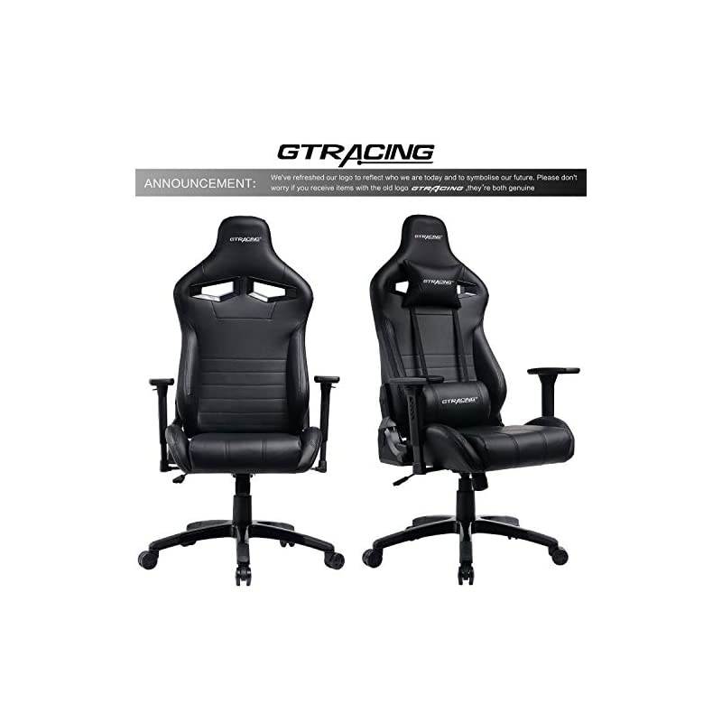 Gaming Chair Racing Style Recliner Seat Height Adjustment Computer Office Chair with Pillows GTF83 (Black)