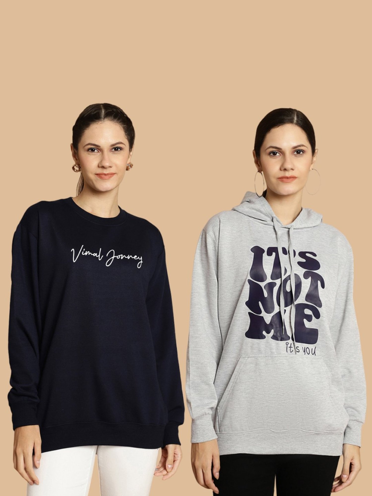 Vimal Jonney Navy & Grey Printed Sweatshirt - Pack Of 2