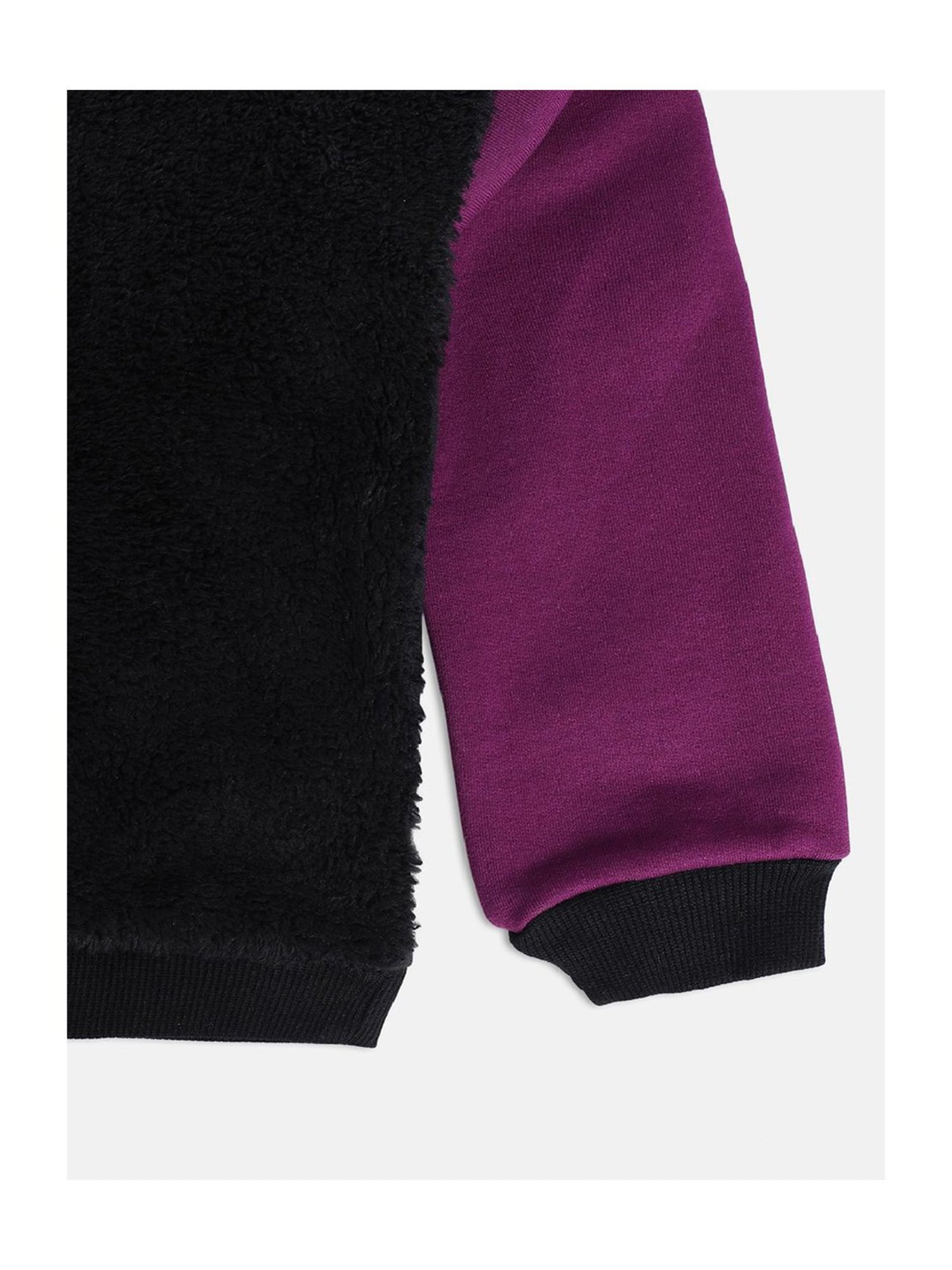 MINIKLUB Kids Black Color Block Full Sleeves Sweater