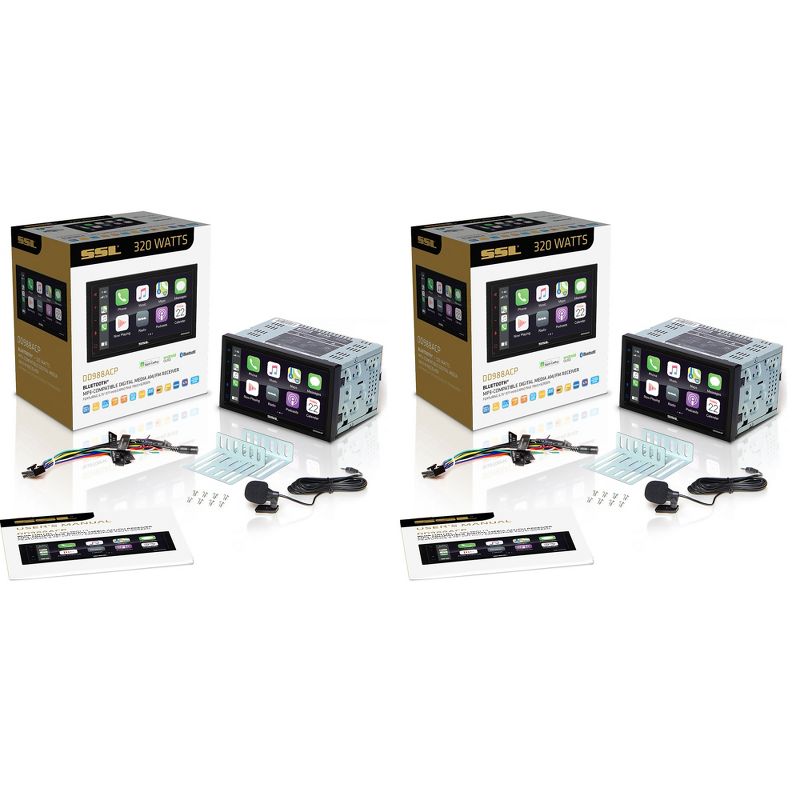 Sound Storm DD988ACP 2 DIN 6.75" Screen Bluetooth USB MP3 Car Audio Receiver (2 Pack)