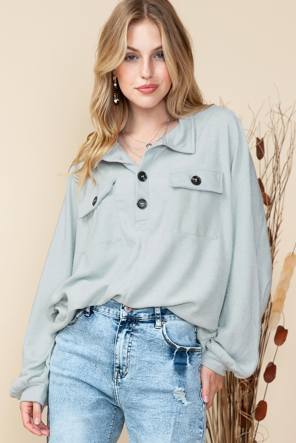 Pink Sequins Candy Cane Round Neck Sweatshirt