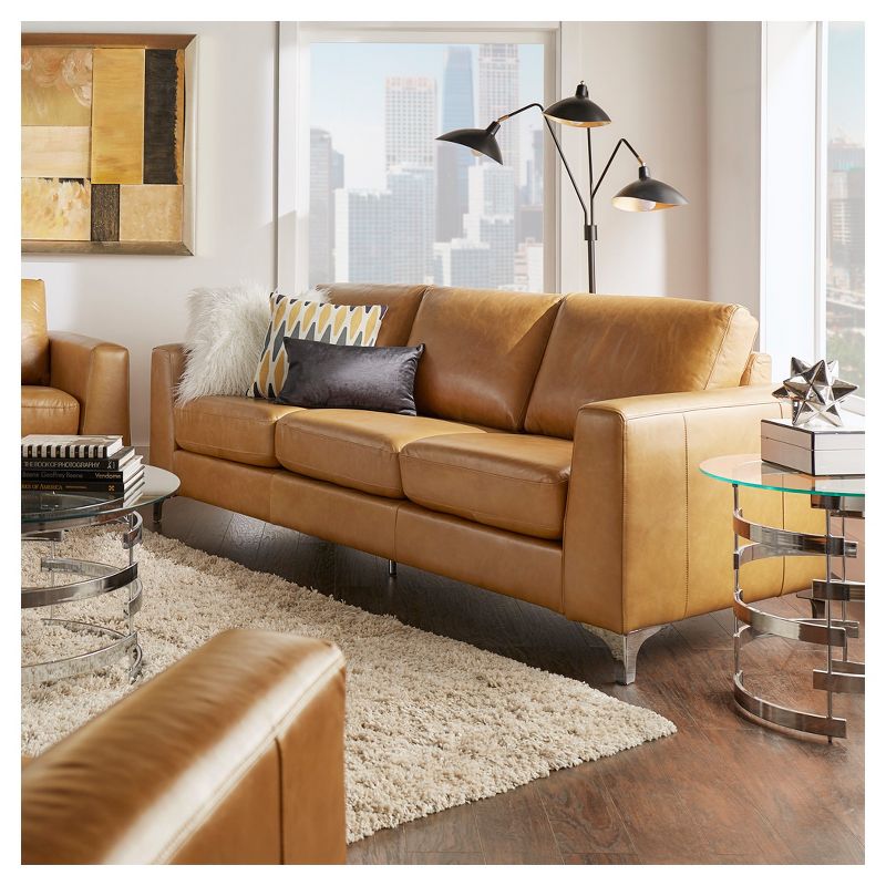 Anson Leather Sofa Camel - Inspire Q