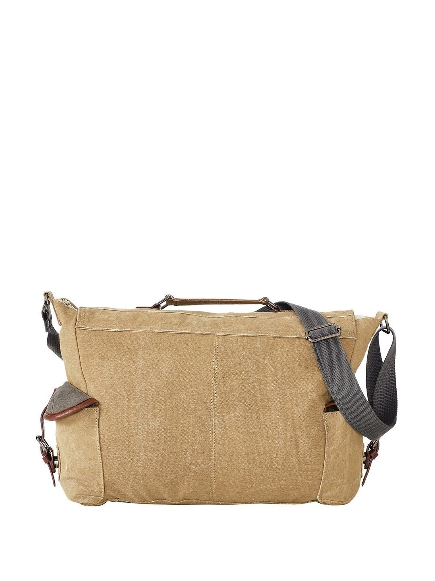 Mona B Beige Canvas Medium Messenger Bag
