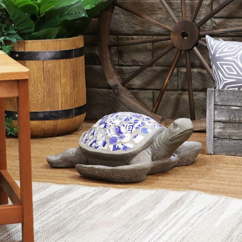 Sunnydaze 20" Sofia the Sophisticated Concrete Mosaic Sea Turtle Indoor/Outdoor Statue