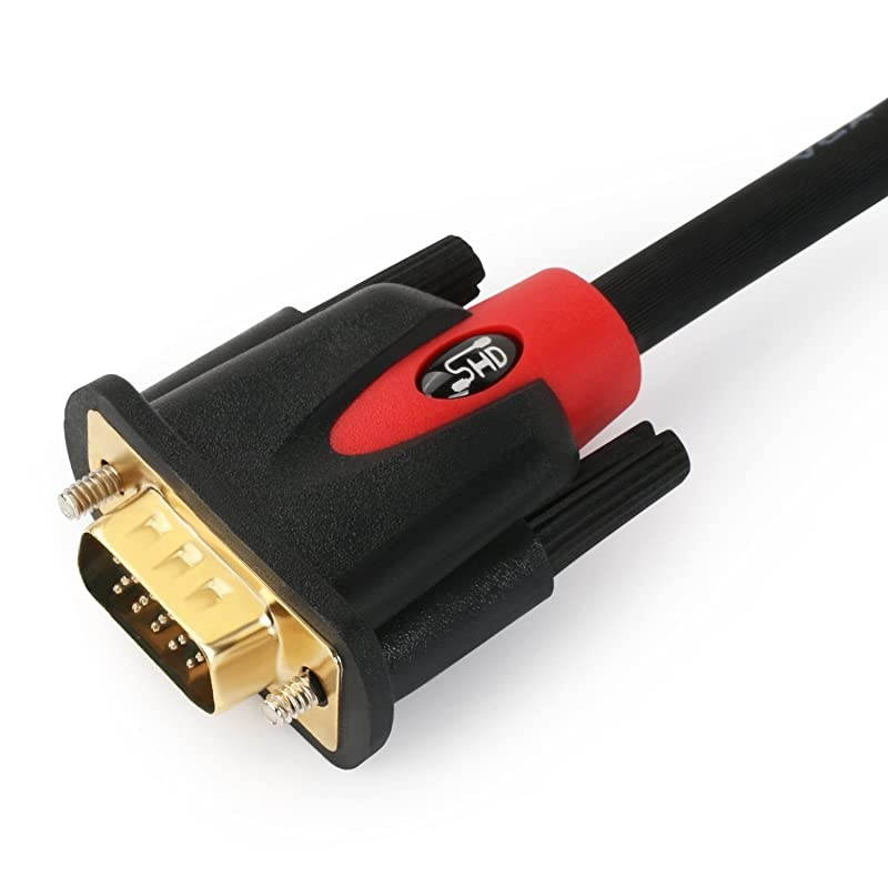 VGA Cable 30Feet VGA to VGA Monitor Cable HD15 SVGA for PC Laptop TV Porjector Black and Red Color
