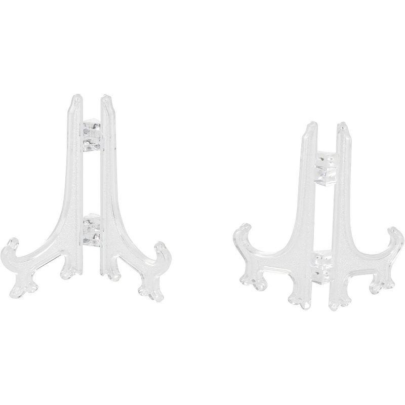 Juvale 24 Pack Plastic Easel Stands - 4 Inches, Display Photos, Place Cards, Light Items, for Weddings, Parties Decoration - Clear Plastic, 4" Tall