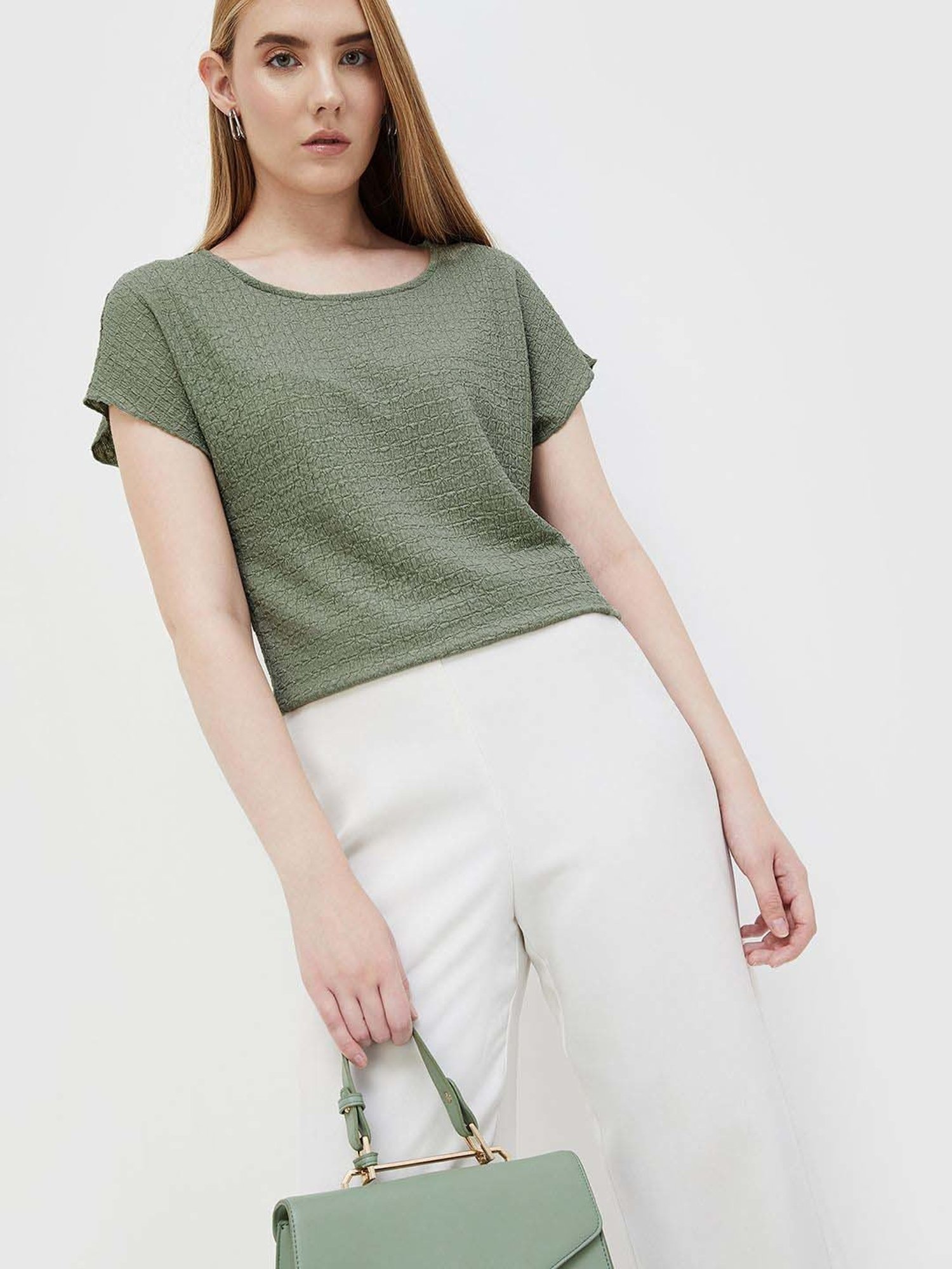 Code by Lifestyle Green Self Pattern Top