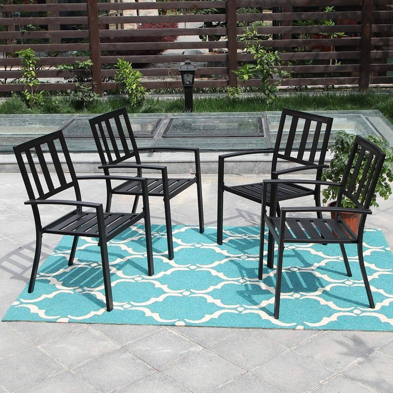 4pc Patio Stackable Metal Dining Chairs - Captiva Designs