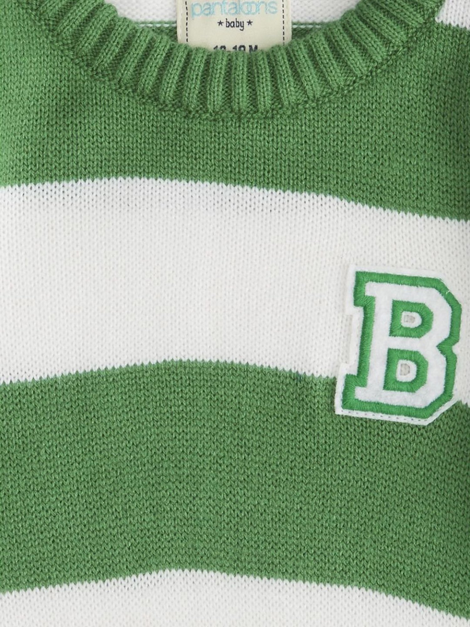 MINIKLUB Girls Green Self Design Full Sleeves Sweater