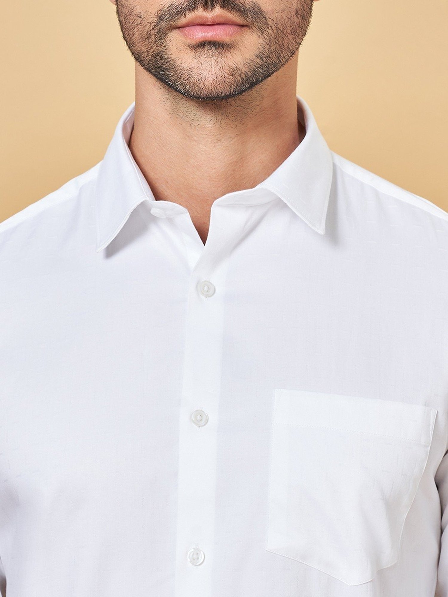 Peregrine by Pantaloons White Cotton Slim Fit Shirt