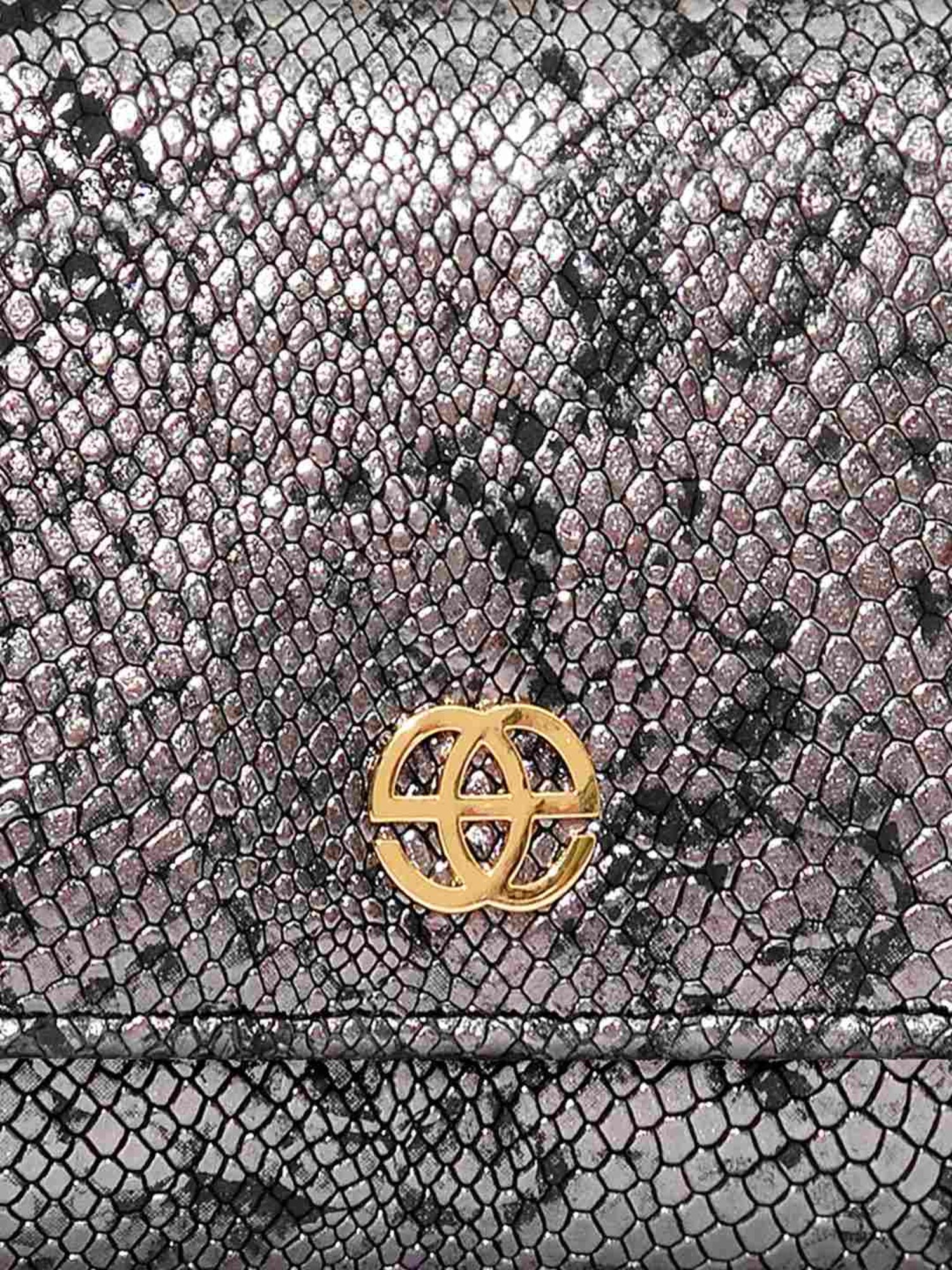 Eske Grey Textured Tri-Fold Wallet for Women