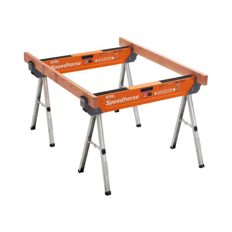 Bora Portamate Speedhorse 1500 Pound Capacity Heavy Duty Sawhorse Table Stand Work Bench with Folding Legs for Woodworking and Contractors (2 Pack)