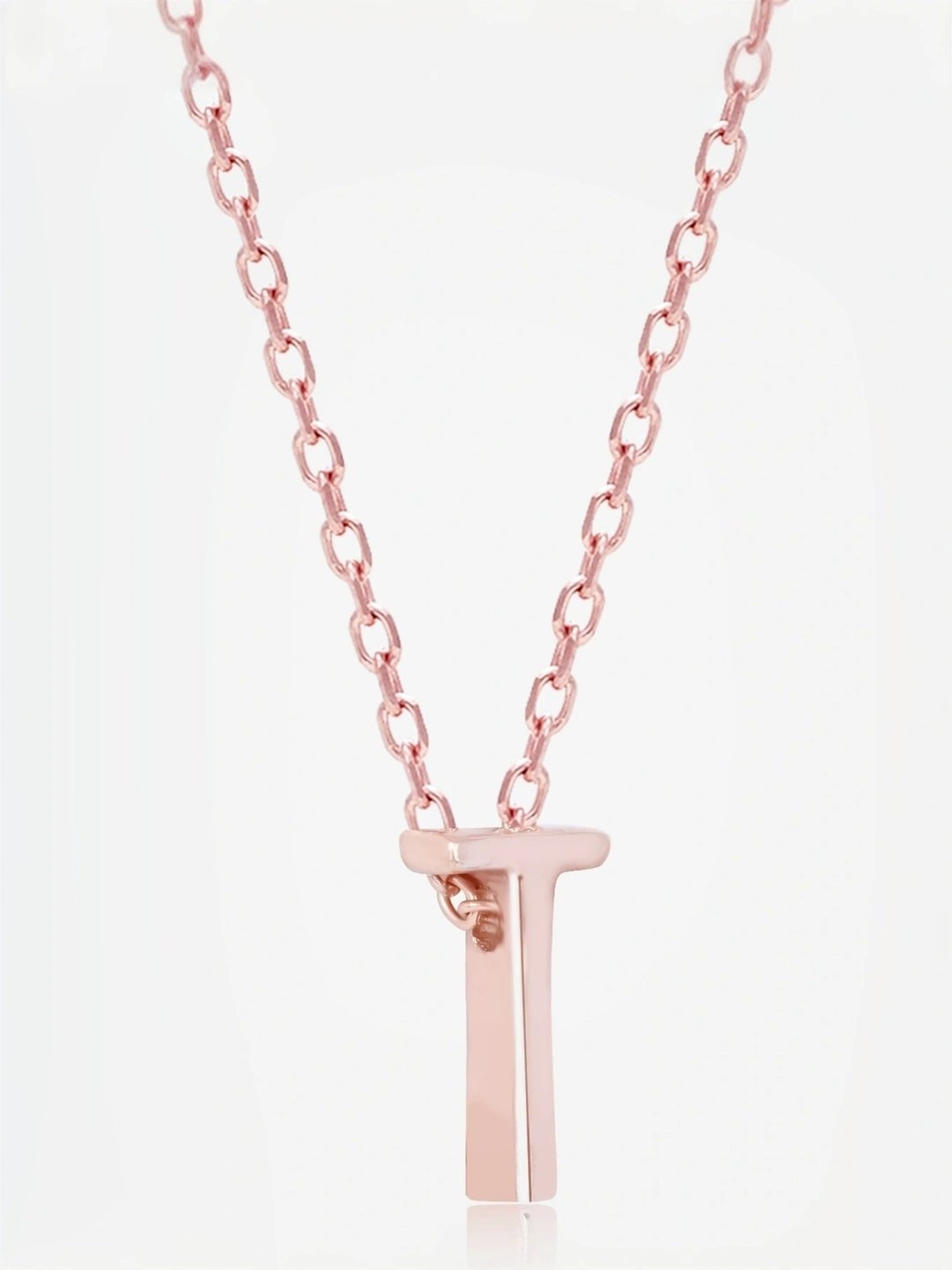 Touch925 Sterling Silver Timeless T Initial Rose Gold Chain Pendant