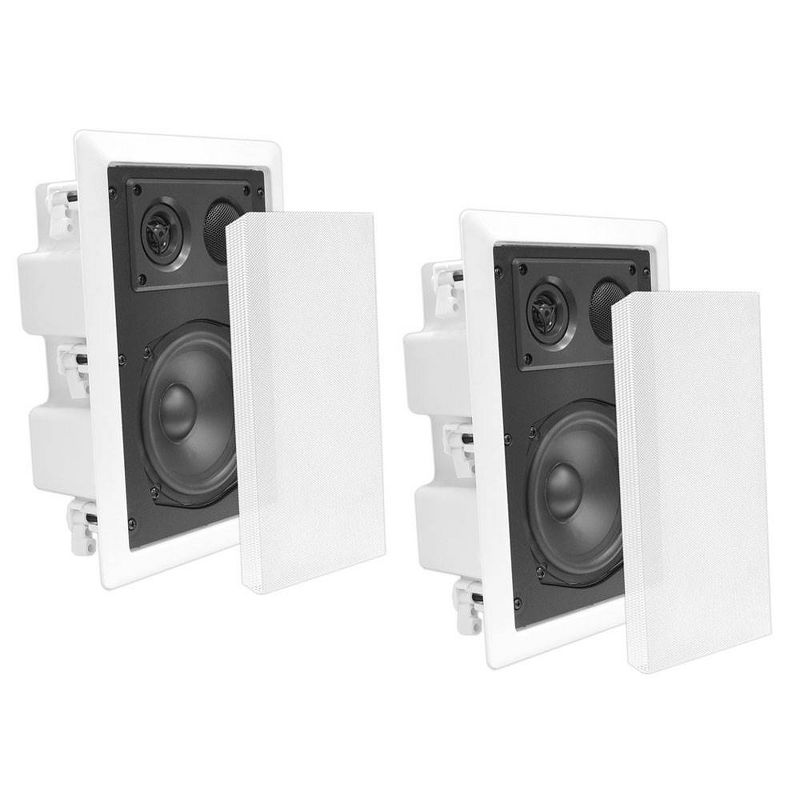 Pyle 8 Inch 2 Way In Wall Ceiling Home Speakers System Audio Stereo, 6 Speakers