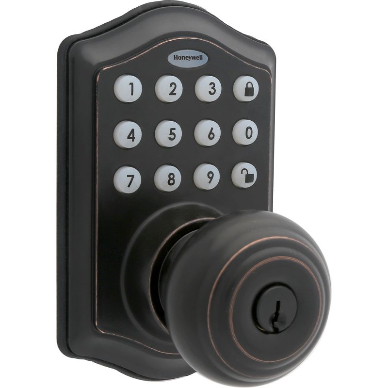 Honeywell Electronic Entry Knob Door Lock- Polished Brass