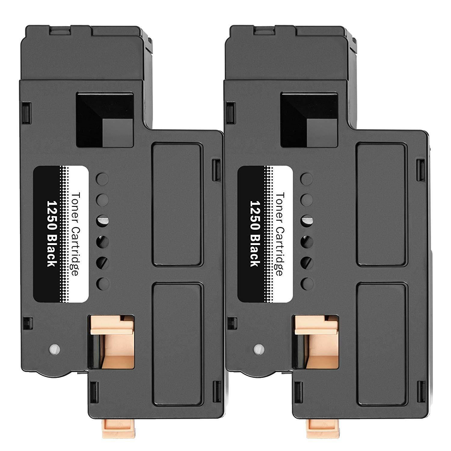 Limeink 2 Black Compatible High Yield Toner Cartridges Replacement for Dell 1250 Laser Printers 1250c 1350cnw 1355cn 1355w 1355cnw C1760nw C1765nf C1765nfw C1760