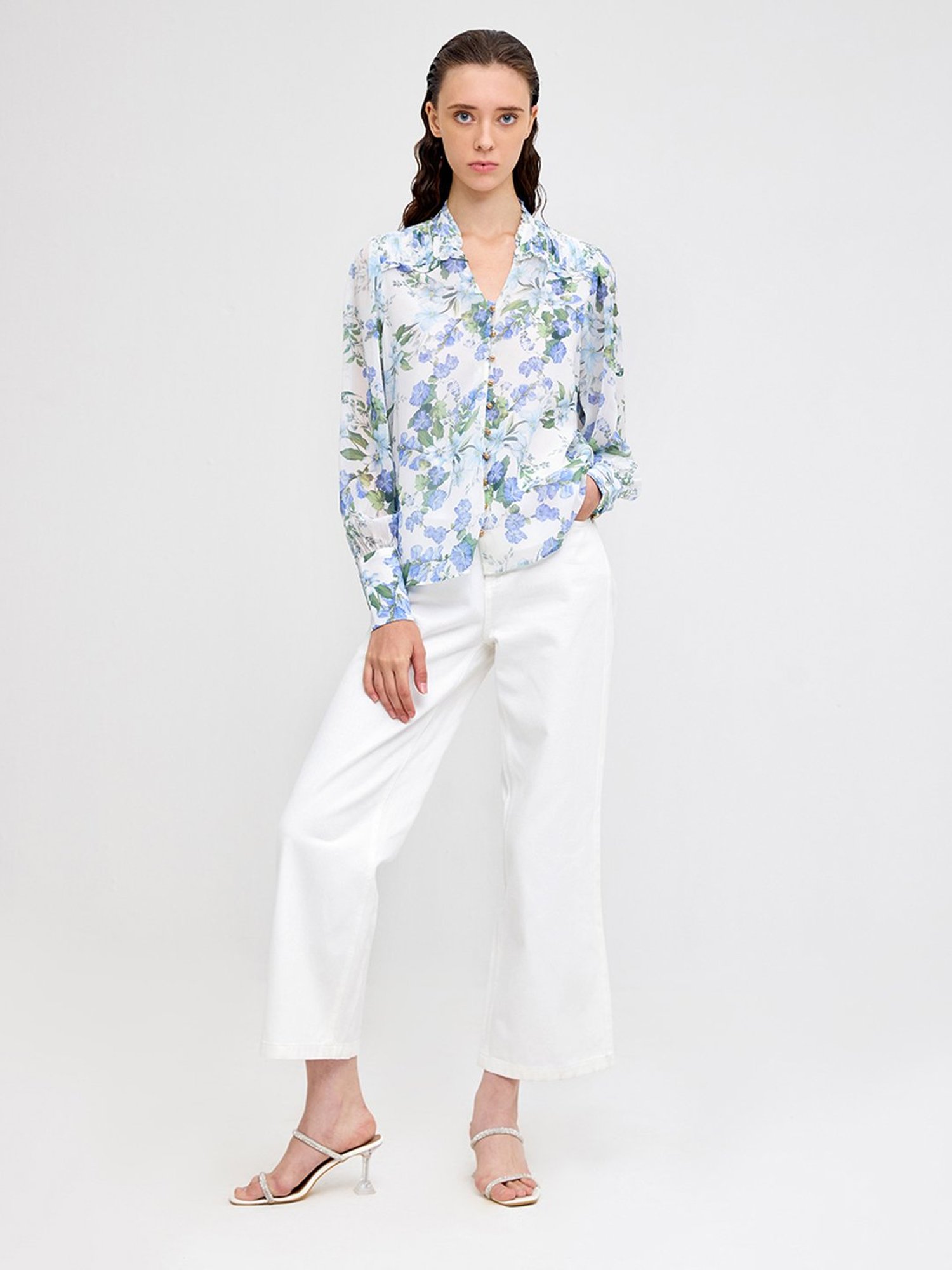 Cover Story Off White Floral Print Top