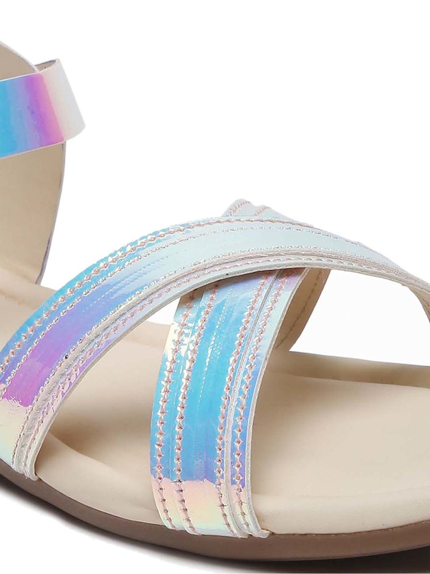 Tiny Bugs Kids Blue & Beige Cross Strap Sandals