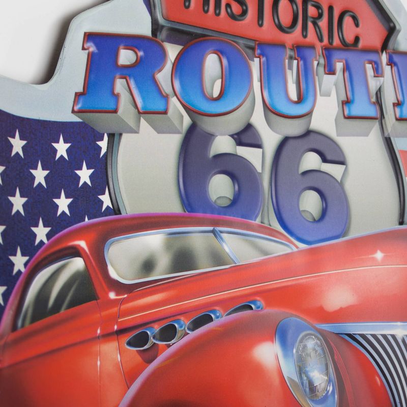 Historic Route 66 America's Highway Embossed Metal Sign Dark Blue/Red - Crystal Art Gallery
