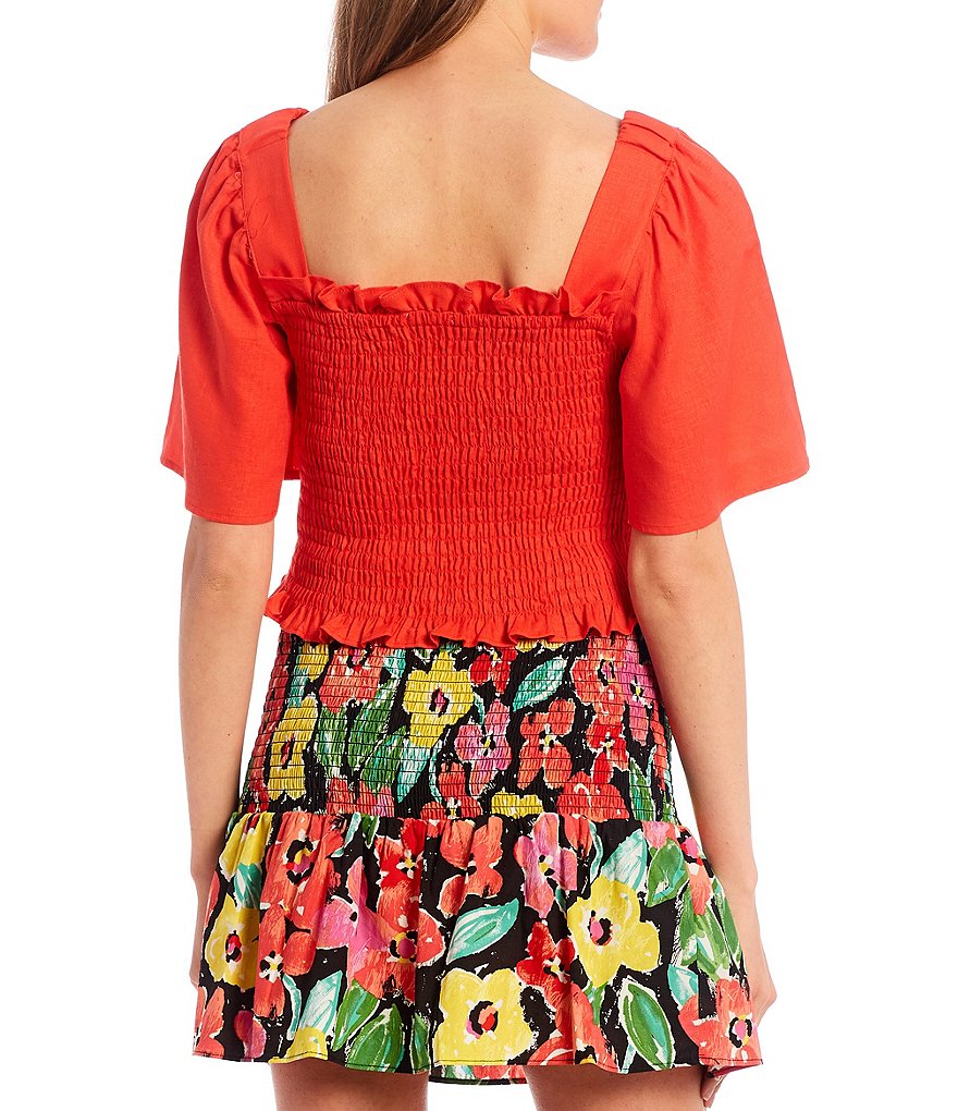 June & Hudson Short Tie Sleeve Knit Tee