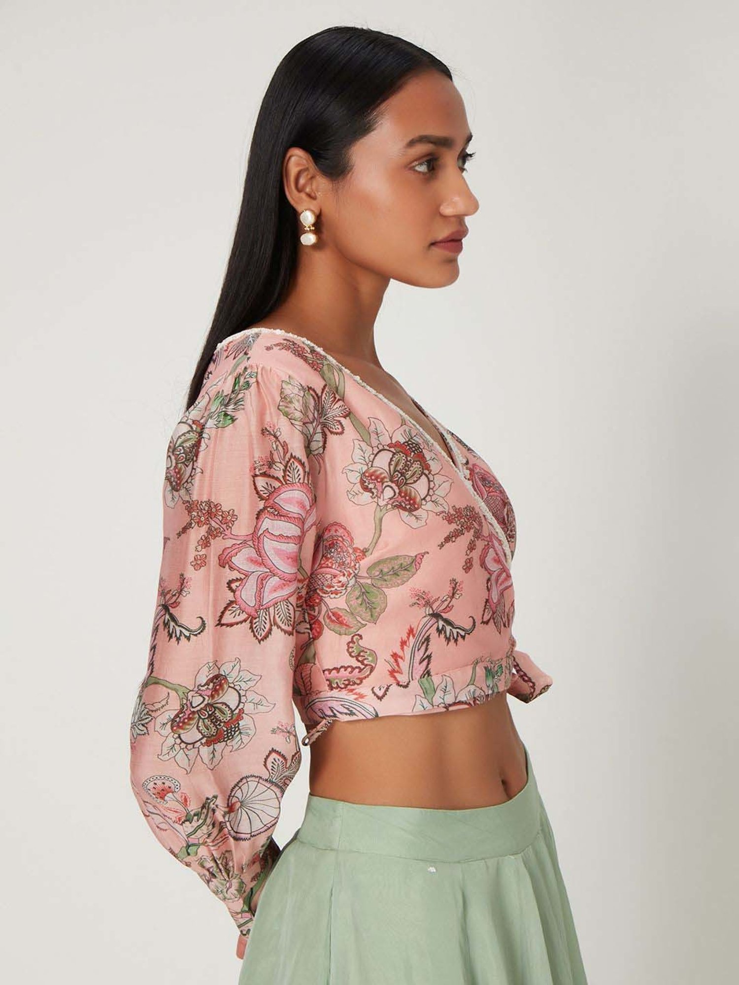 Ancestry Rose Pink Floral Print Crop Top