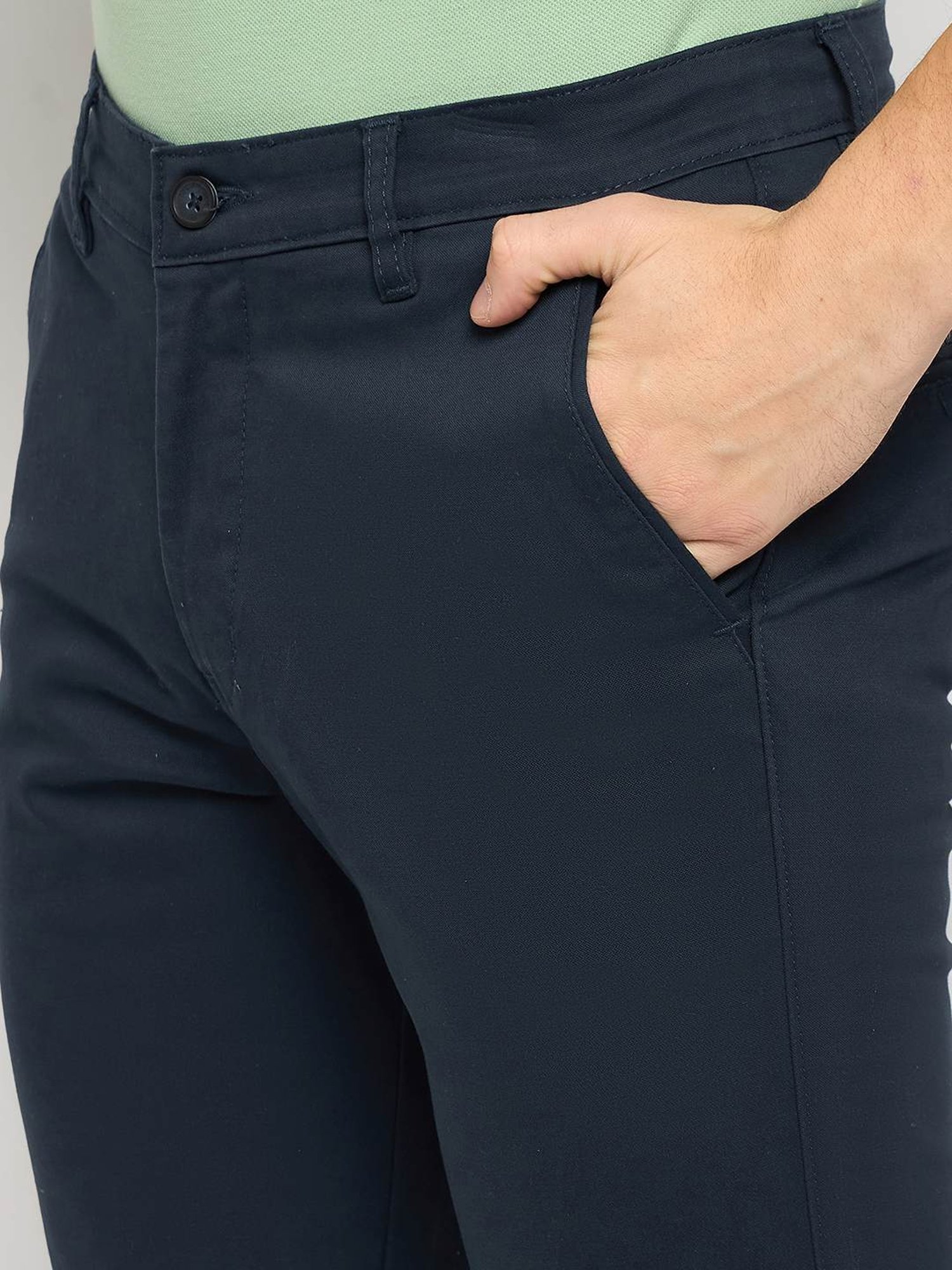 Duke Navy Cotton Slim Fit Chinos