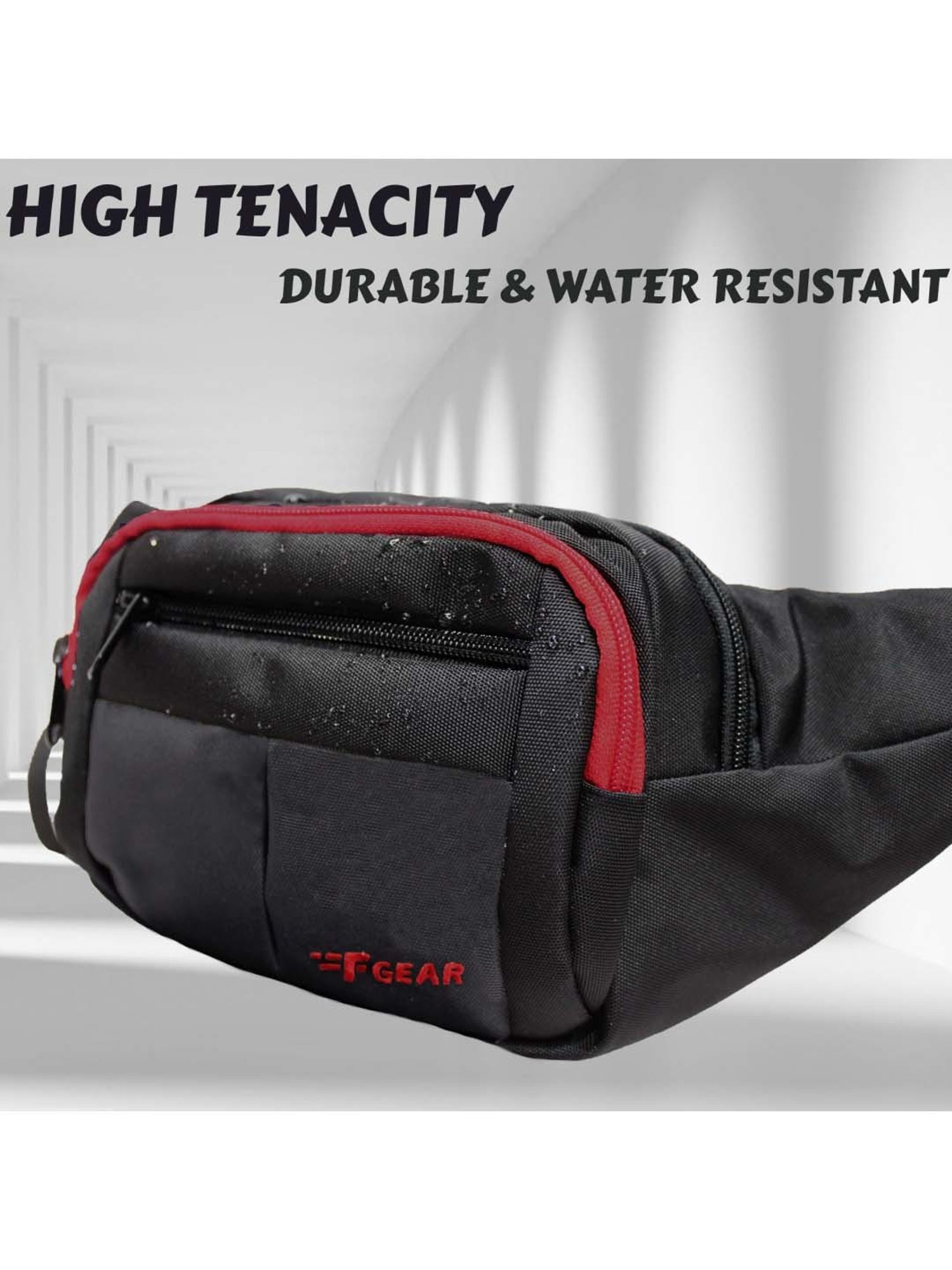 F Gear Black Solid Waist Pouch