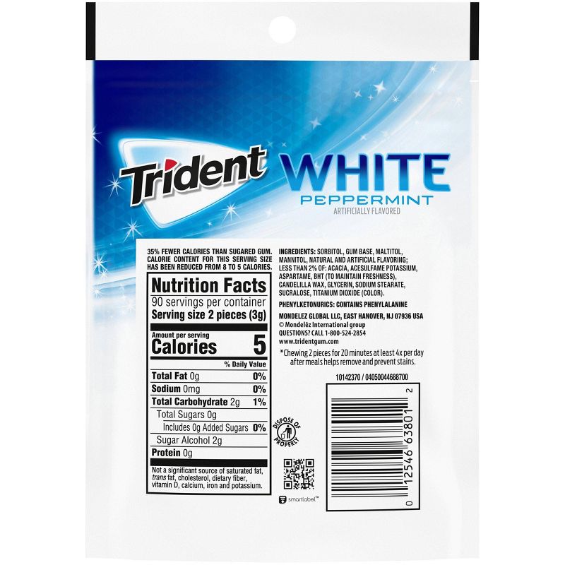 Trident White Peppermint Sugar-Free Gum - 180ct