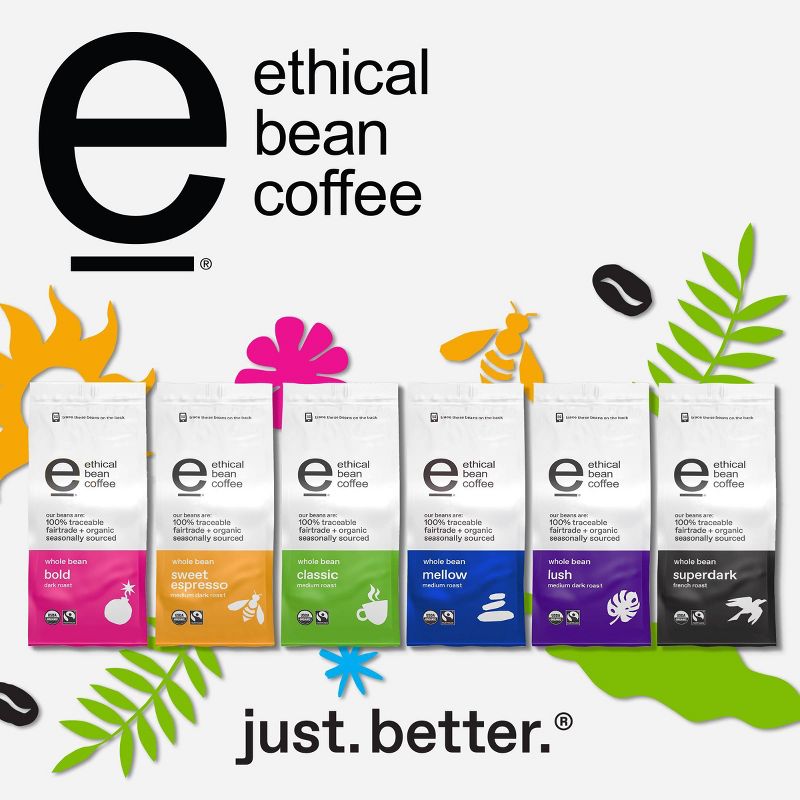 Ethical Bean Coffee Sweet Espresso Medium Dark Roast Whole Bean Coffee - 12oz