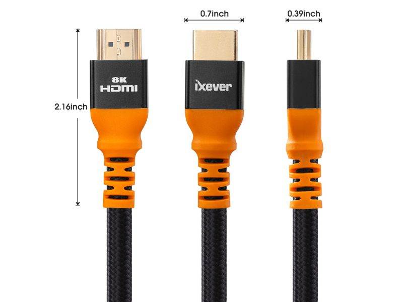 8K HDMI Cable [6.6ft], iXever HDMI 2.1 Cable 48Gpbs Ultra High Speed Braided Cord up to 4K@120Hz 8K@60Hz HDCP 2.2 & 2.3 Compatible with PS5/PS4/Xbox/Apple TV/Roku TV/Fire TV/HDTV/Samsung QLED TV