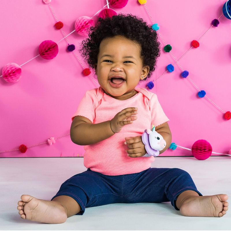 Bright Starts Rattle & Teether Wrist Pals Toy - Unicorn & Llama