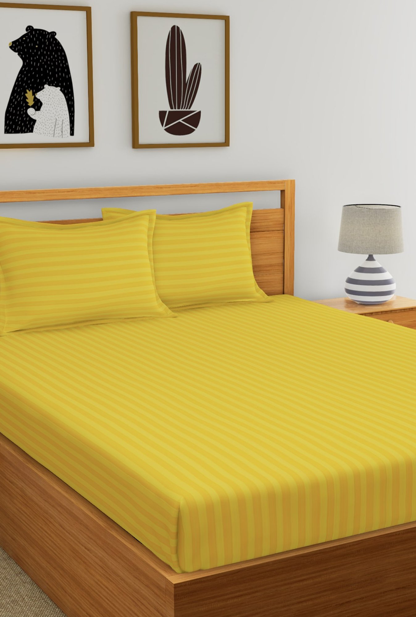 Dreamscape Gold Cotton 220 TC Bed Sheet Set