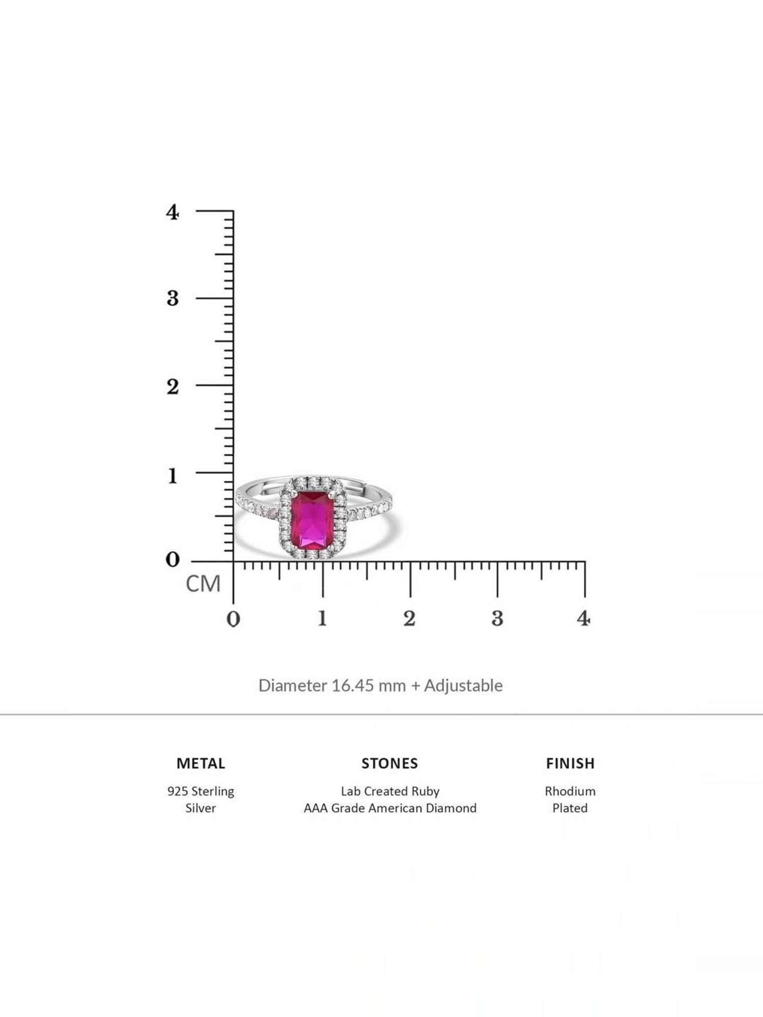 Ornate Jewels 925 Sterling Silver Synthetic Red Ruby Adjustable Statement Party Ring for Women