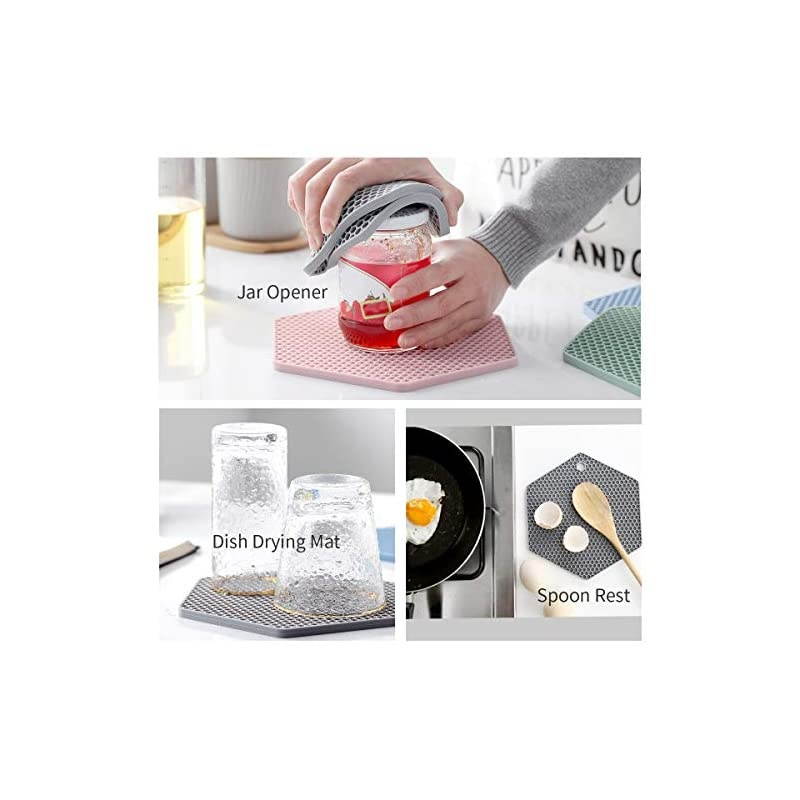 Packed Silicone Trivet Mats - DIY Different Size Dish Drying Mat, Hot Pot Holder for Pots & Pans, Non-Slip & Heat Resistant Kitchen Hot Pads for Countertops & Table,Teal