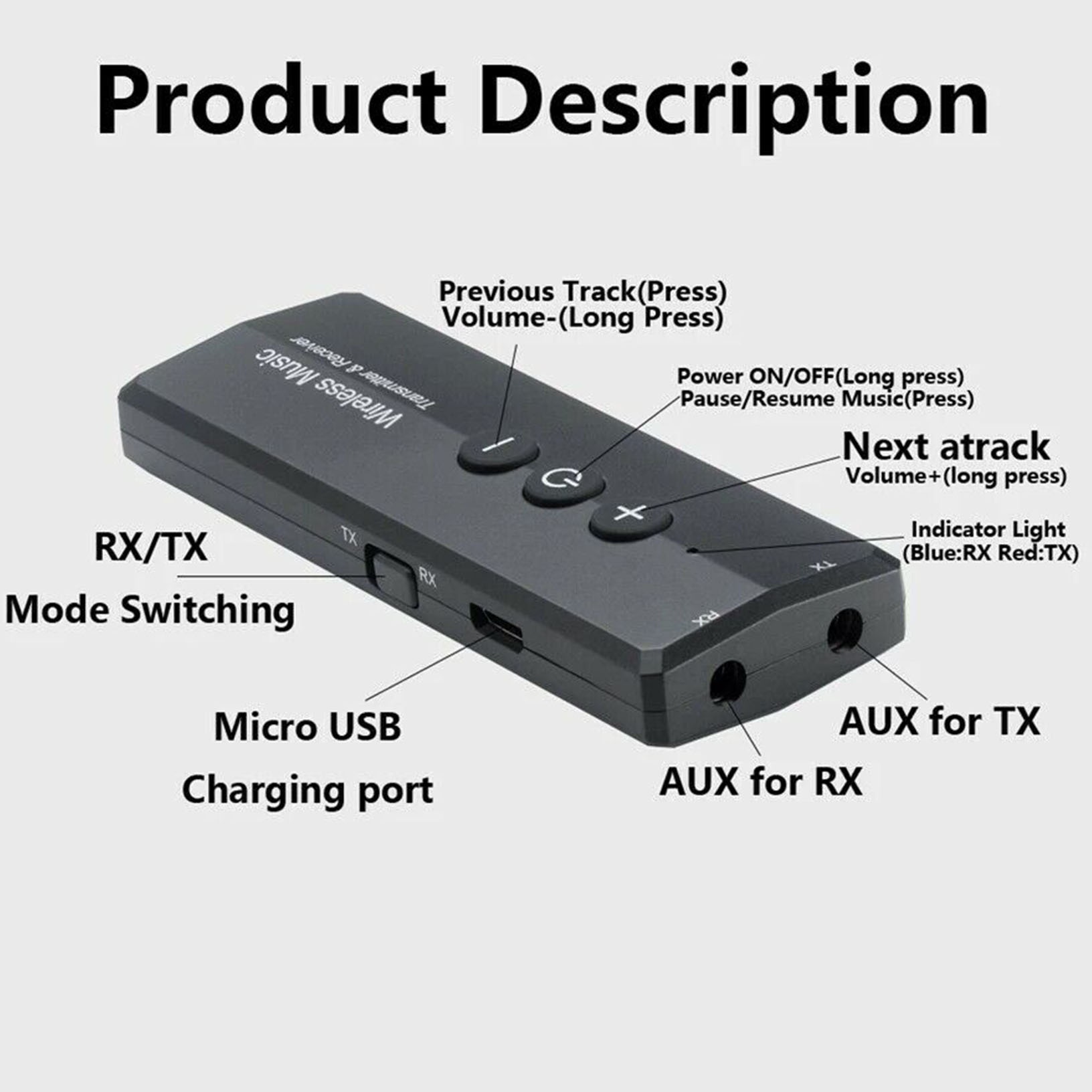 3in1 Bluetooth 5.0 Transmitter Receiver 3.5mm Audio Optical Adapter HD for TV PC