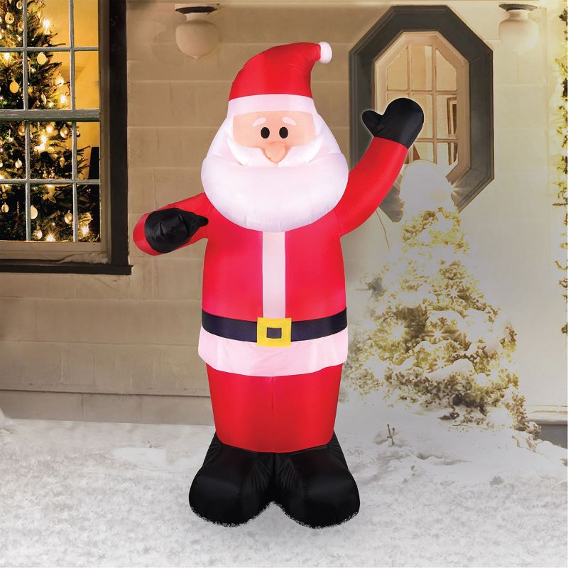 Airflowz 5 Foot Life Size Inflatable Santa Claus Decor with Built In LED Lights