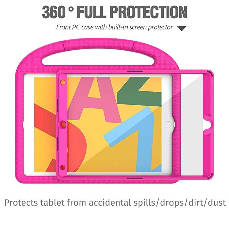 New iPad 102 Case 20202019 iPad 8th7th Generation Case with Builtin Screen Protector Shockproof Light Weight Handle Stand Kids Case for iPad 102 20192020 Latest Model Rose