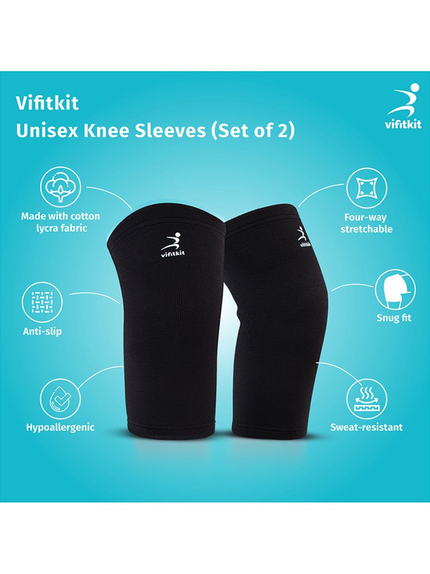 Vifitkit Knee Support for Men and Women (Black) Size - XL