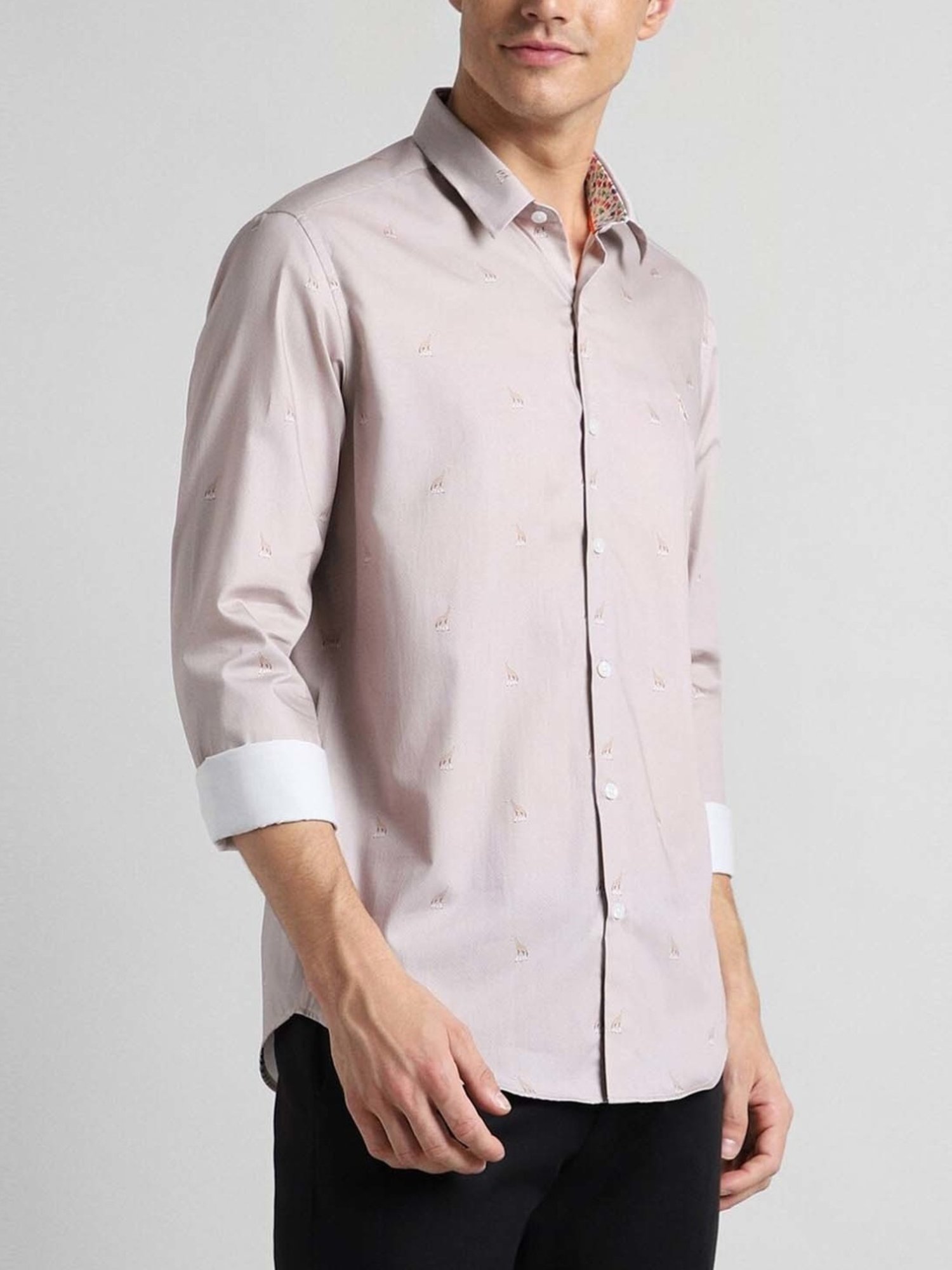 Simon Carter London Purple Printed Slim Fit Shirt